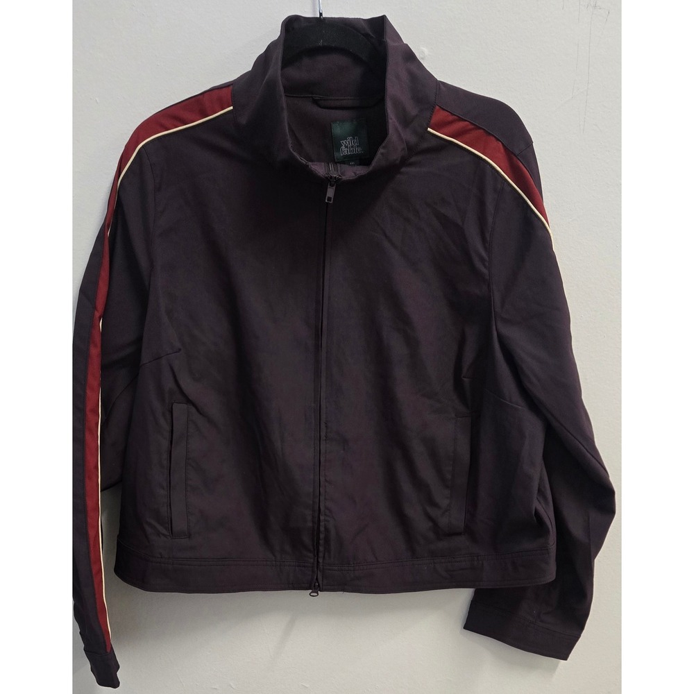 Wild Fable Womens XXL Track Jacket Plum Purple Red Stripe Full Zip Recycled Poly